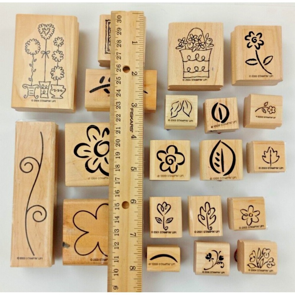 Lot of 20 Stamps Stampin' Up Floral Wooden Rubber Flowers Cards Scrapbooking - Picture 2 of 5